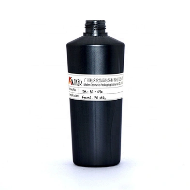 Wholesale 400ml empty black PE plastic shampoo bottle packaging with press pump