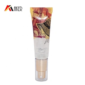 25ml luxury round empty LDPE plastic cosmetic BB cream tube packaging with gold aluminum airless pump