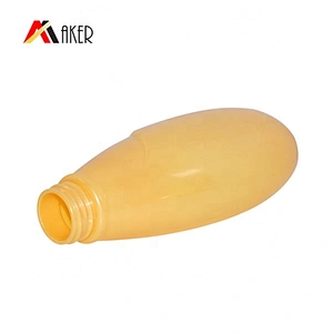 Yellow custom shape 500ml PET plastic shampoo lotion bottle with pump wholesale