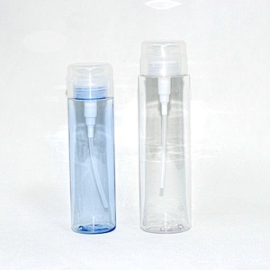 2020 New arrival Empty cylinder 233ml 341ml PET plastic cosmetic makeup remover bottle with flip top pump
