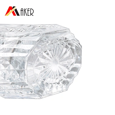 Custom new 600ml clear empty XO brandy glass wine bottle packaging with round glass top rubber stopper