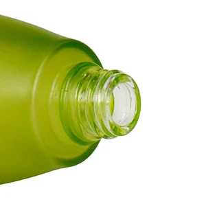 custom luxury 100ml frost green personal care bottle wood skin care packaging lotion cream glass pump bottle