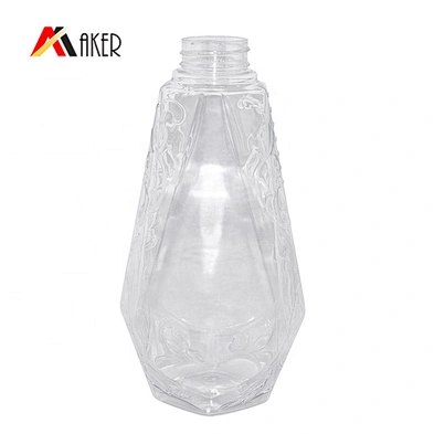 Unique shape empty 500ml clear pet plastic shower gel bottle with pump dispenser