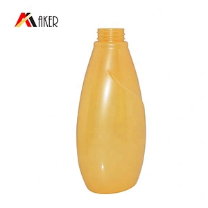 Yellow custom shape 500ml PET plastic shampoo lotion bottle with pump wholesale