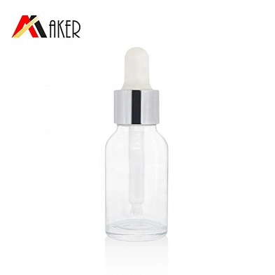 China wholesale round clear cosmetic 15ml essential oil glass bottle packaging