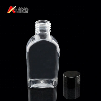 Hot sale 100ml clear PET plastic mouthwash bottle packaging with black plastic screw cap