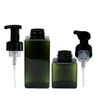 in stock dark green 250ml 500ml plastic pet shower gel foam pump bottle personal care shampoo pet bottle