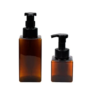 in stock amber 250ml 500ml plastic pet foam pump bottle shower gel body lotion personal care shampoo square bottle