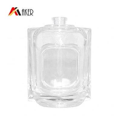 100ml clear unique shape glass perfume bottle with perfume sprayer for wholesale