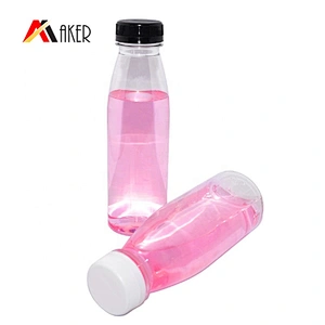 Hot sale 350ml clear PET plastic juice bottle water bottle with plastic screw cap