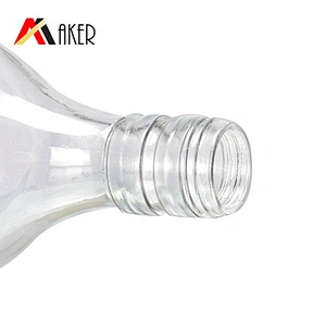 Empty round clear 750ml rum glass wine bottle with aluminum cap