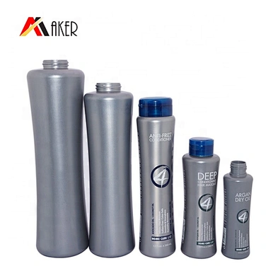 Custom empty gray 100ml/250ml/350ml/500ml/700ml HDPE plastic shampoo bottle set packaging with flip top cap