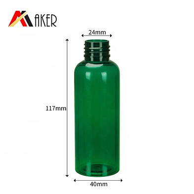 China supplier luxury semi-transparent green boston round 100ml PET skin care cosmetic plastic spray bottle with mist sprayer