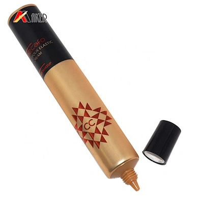 Empty 50ml round brown aluminum laminated cosmetic cc cream tube packaging with screw cap