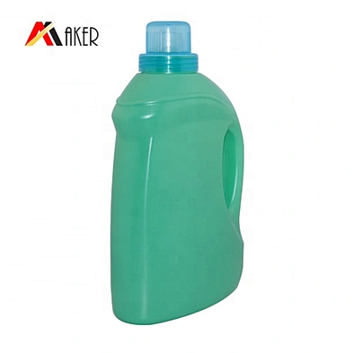 Factory wholesale price empty 2L HDPE green plastic laundry detergent bottle with cap