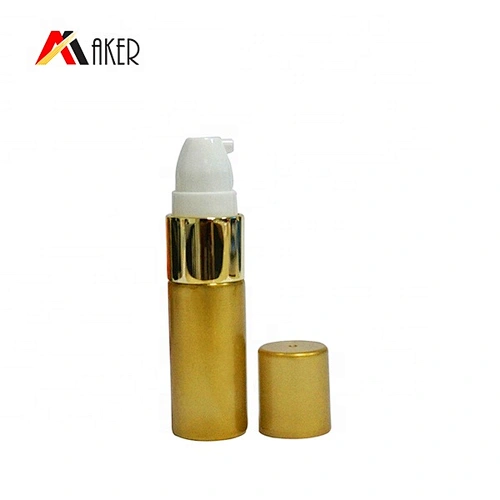 Wholesale 10ml PET plastic cosmetic eye cream bottle packaging with gold aluminum covered cream pump and cover cap