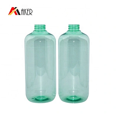China Manufacturer 1 Liter Clear Boston round Plastic PET Shampoo Lotion Bottle with Lotion Pump