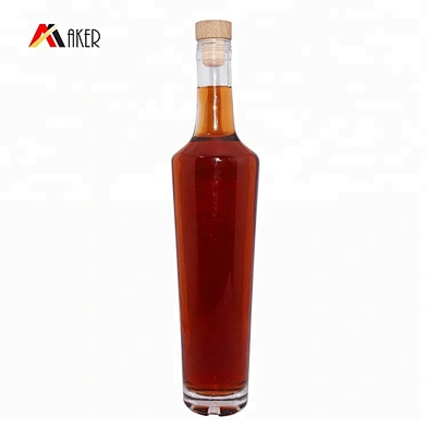 550ml clear crystal transparent glass round whisky bottle packaging with cork
