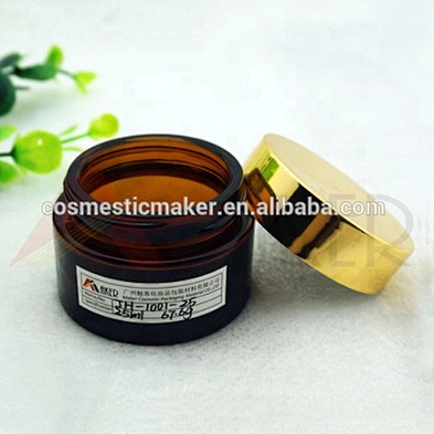 Factory supply 30ml empty cream frosted amber cosmetic glass jar with aluminum cap