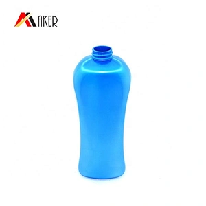 factory wholesale unique shape blue empty 1000ml PET plastic shampoo bottle with lotion pump