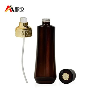 120ml black gradient gold bottle packaging personal skincare cream lotion pump cosmetic glass bottle