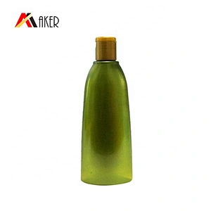 factory price 400ml body cream green flat shape PET plastic shampoo bottle with flip top cap