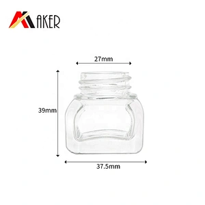 Newest design 15ml square shape empty clear glass jar for face cream with wooden lid