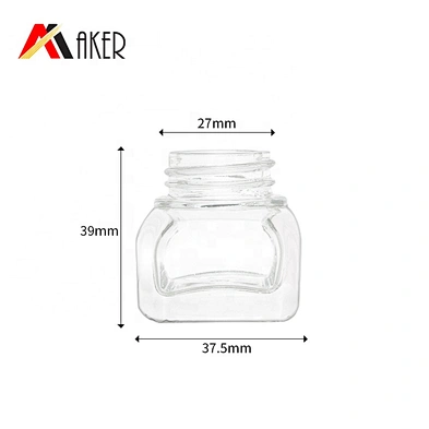 Newest design 15ml square shape empty clear glass jar for face cream with wooden lid