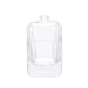 Luxury 100ml clear square shape glass perfume bottle with gold aluminum sprayer