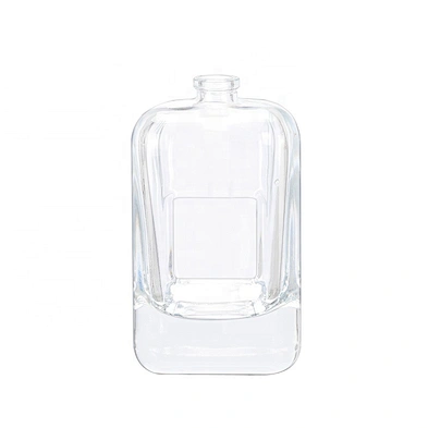 Luxury 100ml clear square shape glass perfume bottle with gold aluminum sprayer