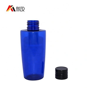 Custom 100ml Cobalt Blue PET Plastic Biodegradable Lotion Bottles with Inner Plug and Screw Cap