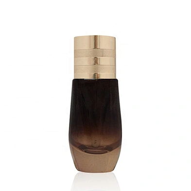 20 ml square painted brown cosmetic glass lotion bottle with gold aluminum dropper
