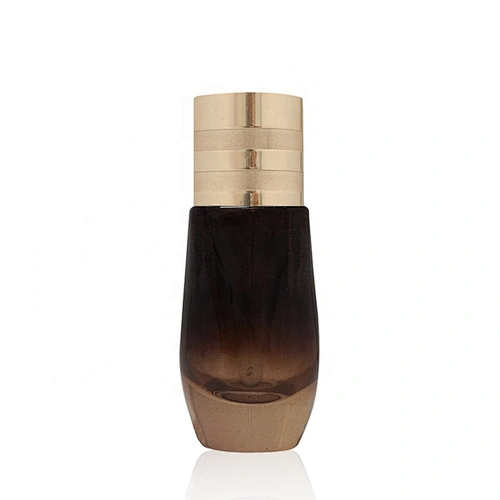 20 ml square painted brown cosmetic glass lotion bottle with gold aluminum dropper