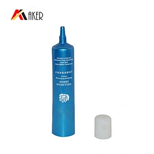 Luxury empty 10ml round pearl blue plastic cream cosmetic tubes packaging with screw cap
