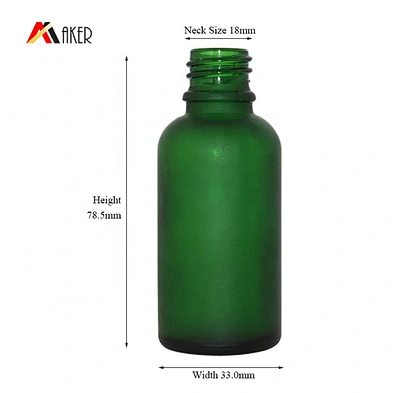 Newest design boston round shape empty 30ml green frosted glass dropper bottles with screw cap