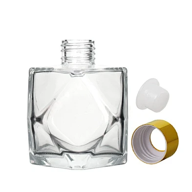 Unique Square Shape 200ml Clear Hanging Aroma Reed Diffuser Glass Bottle For Decoration