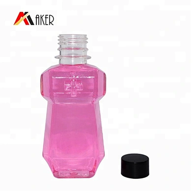 Guangzhou wholesale special shape 150ml clear PET plastic mouthwash bottle with screw cap