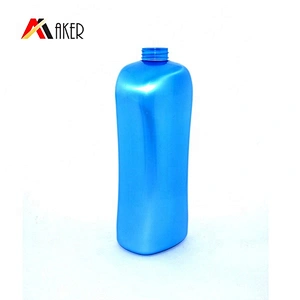 factory wholesale unique shape blue empty 1000ml PET plastic shampoo bottle with lotion pump