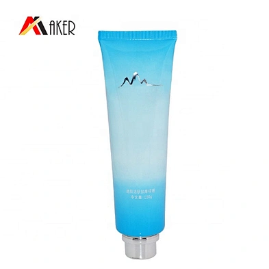 wholesale price round gradient blue 100ml body lotion cosmetic plastic packaging tube with screw cap