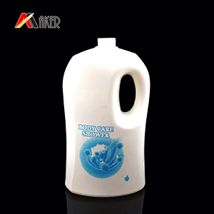 Customized flat white 1 liter 2 liter shampoo cosmetic hdpe plastic lotion bottle with handle