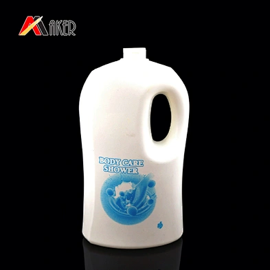 Customized flat white 1 liter 2 liter shampoo cosmetic hdpe plastic lotion bottle with handle