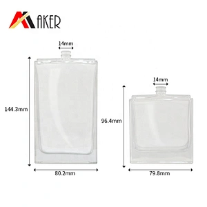 2020 Newest design 50ml 100ml empty square glass bottle for perfume with sprayer and acrylic cap