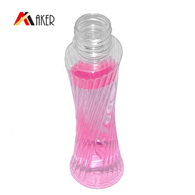 Customized design BPA free empty 350ml clear PET plastic beverage bottle with cap