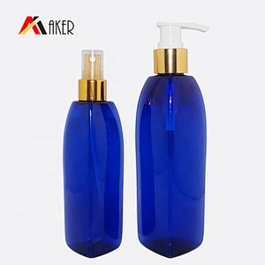 Unique shape cobalt blue 150ml 200ml pet plastic shampoo lotion pump packaging bottle