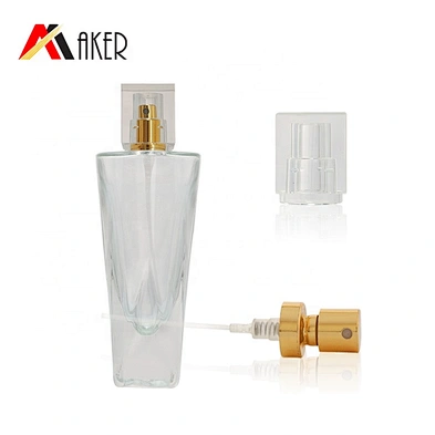 Factory wholesale 30ml clear empty crystal perfume glass bottle packaging with gold aluminum mist sprayer and acrylic cap