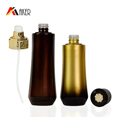 Wholesale 30ml 60ml 100ml 120ml  Black Gradient Gold Cosmetic Skincare Lotion Glass Container Set