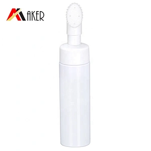 30ml 200ml round shape Cosmetic facial face wash plastic empty white airless foam pump bottle with brush