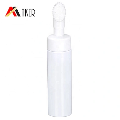 30ml 200ml round shape Cosmetic facial face wash plastic empty white airless foam pump bottle with brush