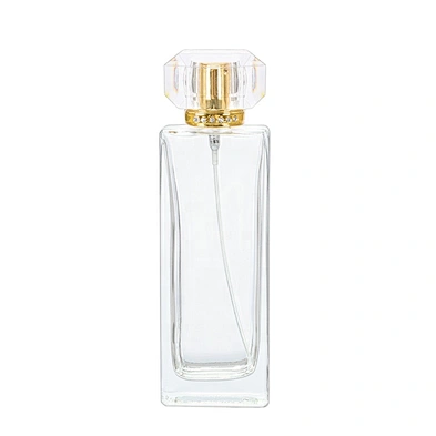 Glass Perfume Bottle Mist Sprayer Manufacturer 50ml Square Clear Crystal with Gold Aluminum Crystal White Material Personal Care