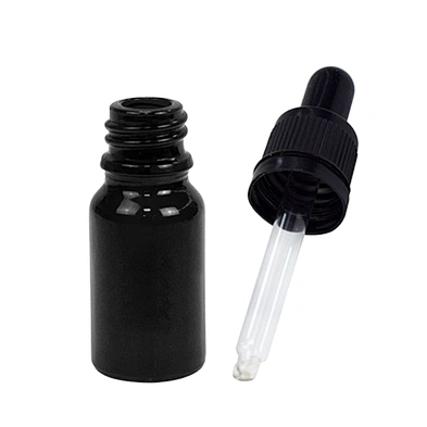 amber clear black bottle essential oil dropper glass bottle personal care packaging skincare 10ml serum black bottle